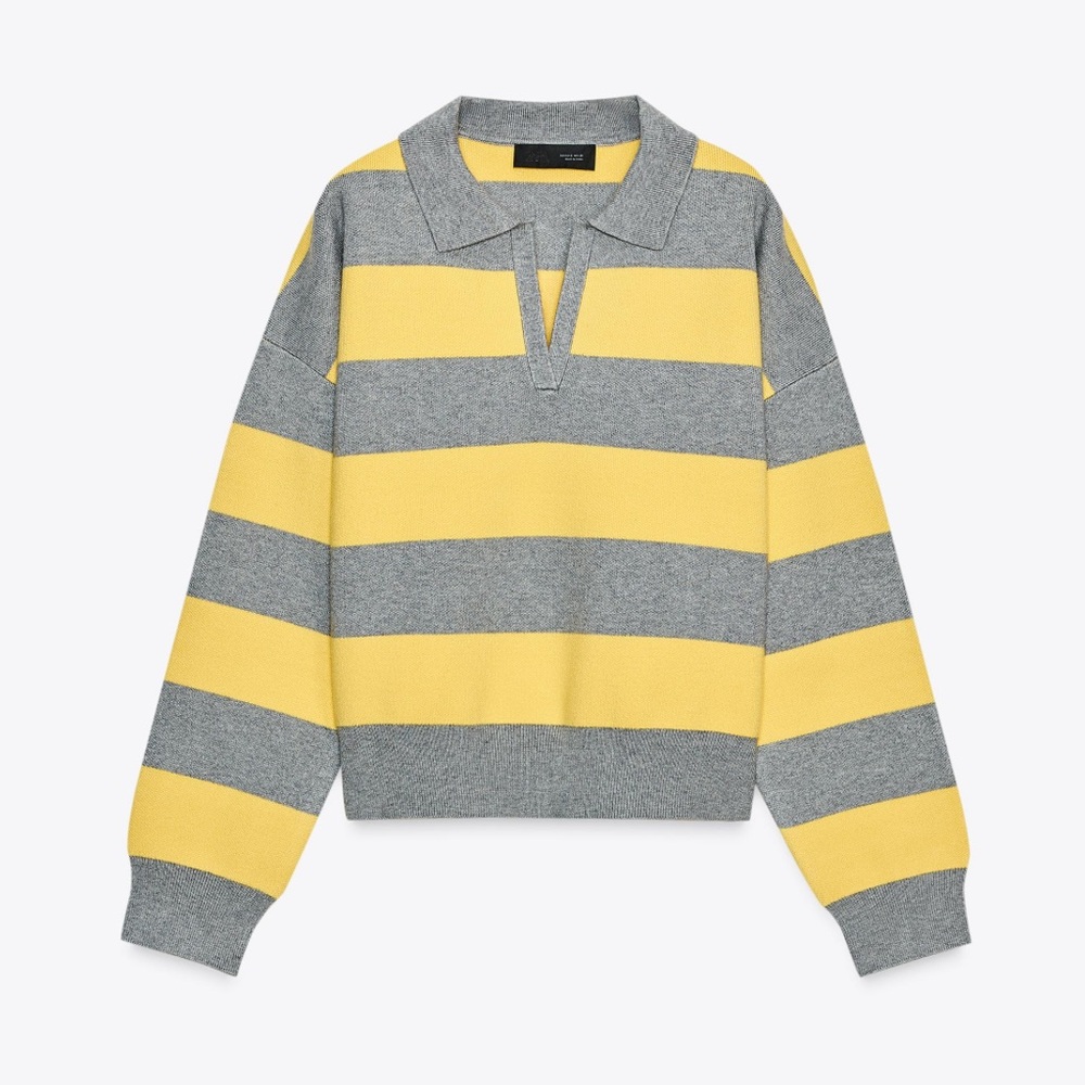 ZARA Striped Polo Knit Sweater NWT